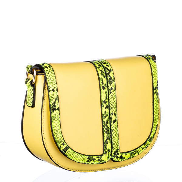 Γυναικεία τσάντα Evian Κίτρινη οικολογικό δέρμα, 2 - Kalapod.gr